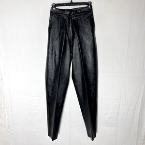Vintage Gossip Black Leather High Rise Tapered Leg Pants 24 Biker Rocker Chic